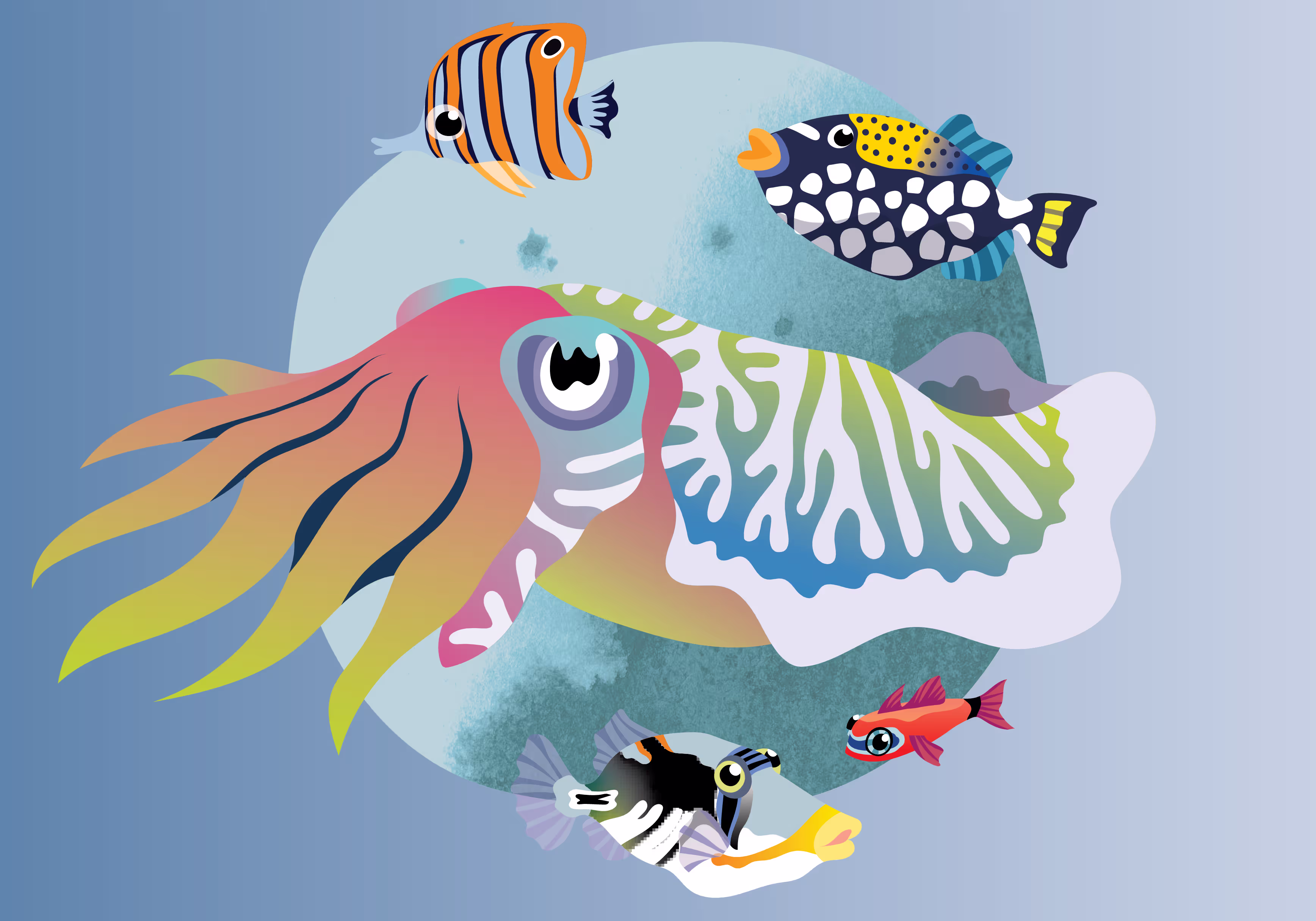 Some of the creatures that roam the seas of my kid's book